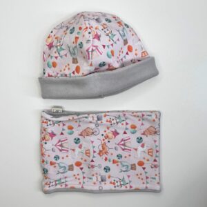 Set Reversibile : Cappello + Scaldacollo in pile naturale